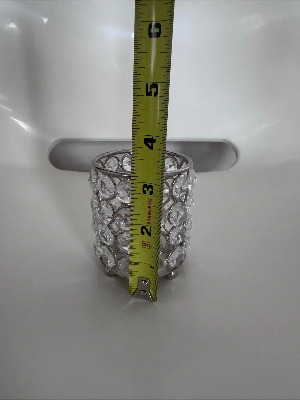 Goodinger Silver Art Silver Plat Crystal Jeweled Votive Candle Holder Glam Decor